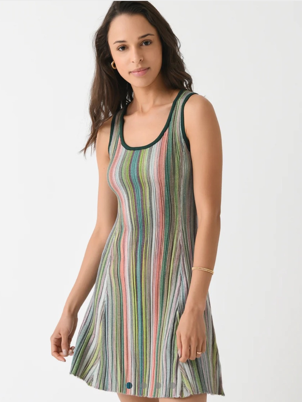 NWT Chufy pecan knit mini dress in palm dye stripes green XS